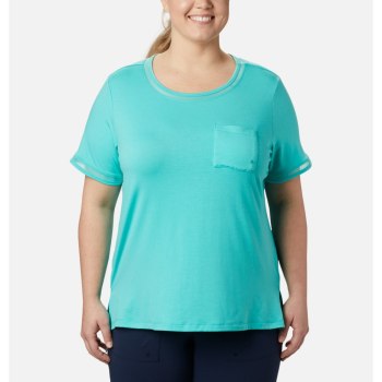 Columbia PFG Slack Water Knit Pocket Plus Size, Camiseta Azules Para Mujer | 293405-SCP